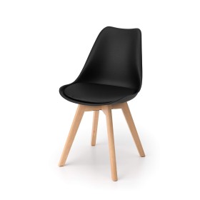 RELAXIA SET DI 4 SEDIE FLORA IN POLIPROPILENE CON GAMBE DI LEGNO ANTRACITE  69X43X52CM RELAXIA SET DI 4 SEDIE FLORA IN POLIPROPILENE CON GAMBE DI LEGNO ANTRACITE  69X43X52CM