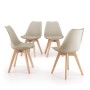 RELAXIA SET DI 4 SEDIE FLORA IN POLIPROPILENE CON GAMBE DI LEGNO   TORTORA 69X43X52CM
