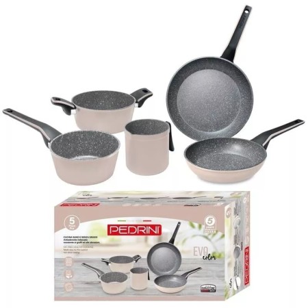 BATTERIA PEDRINI EVOCOLOR W1961BAT PENTOLE ANTIADERENTE PER PIANI AD INDUZIONE CIPRIA