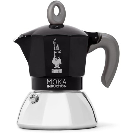 BIALETTI CAFFETTIERA MOKA INDUCTION 4 TAZZE ADATTA A TUTTII PIANI DI COTTURA 100ML DESING ELEGATE NERO COD 990006934/NP