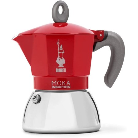 BIALETTI CAFFETTIERA MOKA INDUCTION 4 TAZZE ADATTA A TUTTII PIANI DI COTTURA 100ML DESING ELEGATE ROSSO COD 990006944/NP