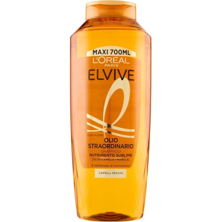 L'OREAL PARIS AA96900 ELVIVE SHAMPOO NUTRIENTE PER CAPELLI SECCHI E SPENTI OLI PREZIOSI CAMELIA E MARULA 700ML