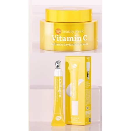 7DAYS RULLO MASSAGGIATORE PER OCCHI CON COLLAGENE +CREMA VISO ALLA VITAMINA C CON VITAMINA E E MIX DI FRUTTI TROPICALI | IDRATANTE ANTI-AGE PER LA PELLE DEL VISO| TRATTAMENTO DELL'ACNE