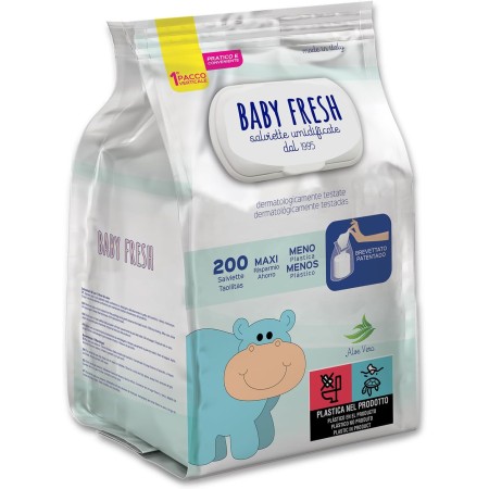 BABY FRESH SALVIETTINE UMIDIFICATE DERMATOLOGICMENTE TESTATE ALOE VERA 200PEZZI