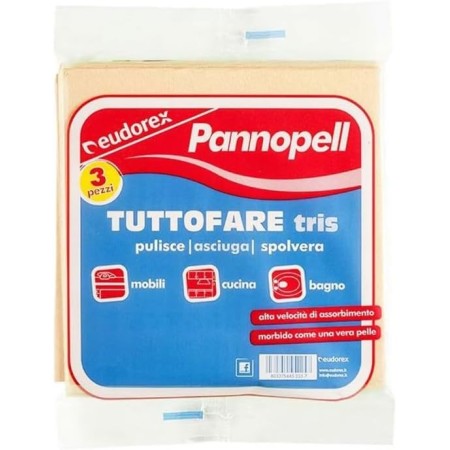 PANNOPELL PANNO TUTTOFARE 3 PEZZI GIALLO PULISCE -ASCIUGA- SPOLVERA 38X38CM COD 225