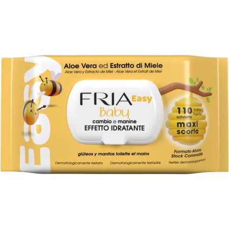 FRIA EASY BABY SALVIETTE PER CAMBIO PANNOLINO CON ALOE VERE ED ESTRATTO DI MIELE  CONFEZIONE DA 110  SALVIETTE