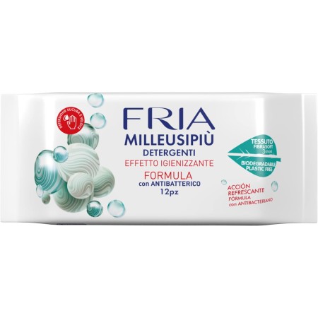 FRIA MILLEUSIPIU' IGIENIZZANTI SALVIETTE DETERGENTI CON ANTIBATTERICO CONFEZIONE TASCABILE 12 SALVIETTE COD 041113B