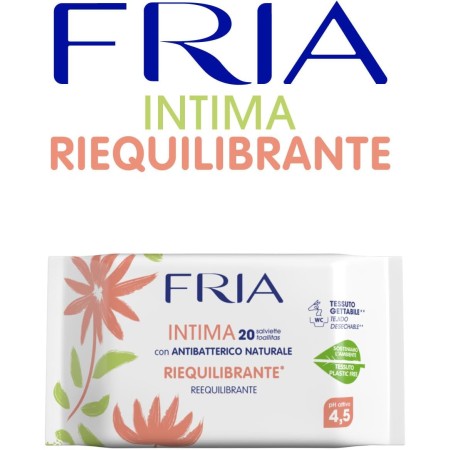 FRIA  SALVIETTE IGIENE INTIMA GINECOLOGICAMENTE TESTATE E DELICATE , TESSUTO GETTABILE NEL WC TASCABILI 20SALVIETTE COD 090097A