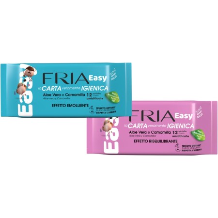 FRIA EASY CARTA IGIENICA UMIDIDIFICATA CON ALOE VERA E CAMOMILLA TESSUTO GETTABILE NEL WC CONFEZIONE DA 12 SALVIETTE