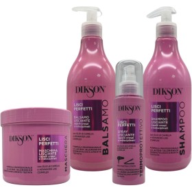 KIT DIKSON SHAMPOO + BALSAMO + MASCHERA + SPRAY LISCIANTE PER CAPELLI CRESPI CON ACIDO IALURONICO 500ML COD 50028206 +50028205 +50025436