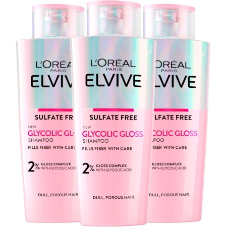 3 FLACONI L'OREAL AA7636601 SHAMPOO  PER CAPELLI SPENTI E POROSI GLYCOLIC GLOSS 200ML