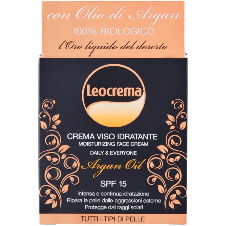LEOCREMA CREMA VISO IDRATANTE DAILY& EVERYONE PER TUTTI I TIPI DI PELLE 100% BIOLOGICO CON  SPF15 OLIO DI ARGAN 50ML