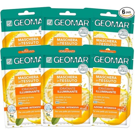 SET DI 6 MASCHERE IN TESSUTO GEOMAR  IDRATANTE E ILLUMINANTE CON AHA DA FRUTTA E VITAMINA C COD 115530