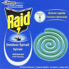 RAID SPIRALI ANTIZANZARE AZIONE RAPINA CONFEZIONE DA 10 PEZZI +  SUPPORTO METALLICO RAID SPIRALI ANTIZANZARE AZIONE RAPINA CONFEZIONE DA 10 PEZZI +  SUPPORTO METALLICO