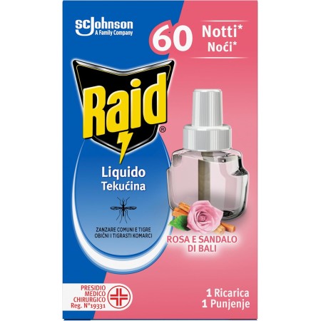 RAID LIQUIDO ELETTRICO RICARICA ANTIZANZARE TIGRE E COMUNI CONFEZIONE DA 1 RICARICA 36 ML 60 NOTTI