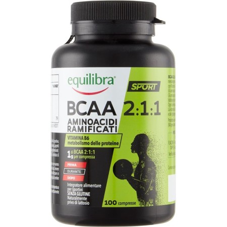 3 PEZZI EQUILIBRA INTEGRATORI ALIMENTARI AMMINOACIDI RAMIFICATI BCAA E VITAMINA B6 100 COMPRESSE