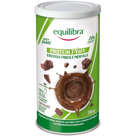 4 PEZZI EQUILIBRA INTEGRATORI ALIMENTARI PROTEIN PLUS CIOCCOLATO WHEY SHAKE ENERGIA FISICA E MENTALE 310G