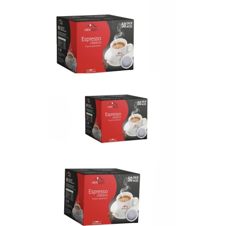 3 SCATOLE DI CREMA NERA 50 CIALDE DA CAFFE' - FILTRO IN CARTA MISCELA FORTE E CREMOSA 500G