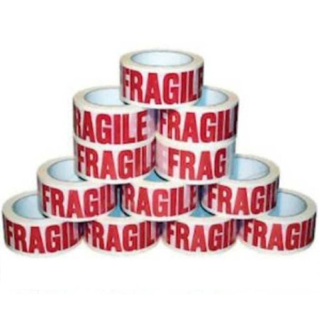 36 ROTOLI DI NASTRO ADESIVO  48X132 METRI CON SCRITTA FRAGILE