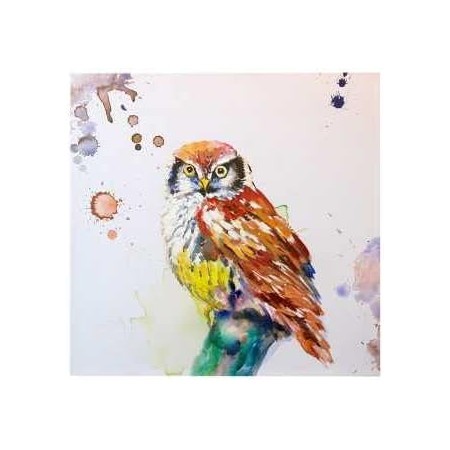 QUADRO LORENZON SHABBY CHIC  DESING GUFO 80X80 IN TELA COD YC-1943