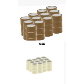 36 ROTOLI DI NASTRO ADESIVO IMBALLAGGIO 48X66 TRASPARENTE E AVANA